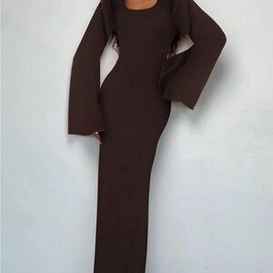 Elegant Brown Long Sleeve Dress